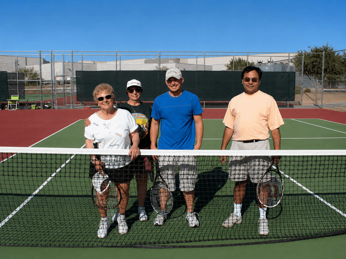 Tennis clinic group on court